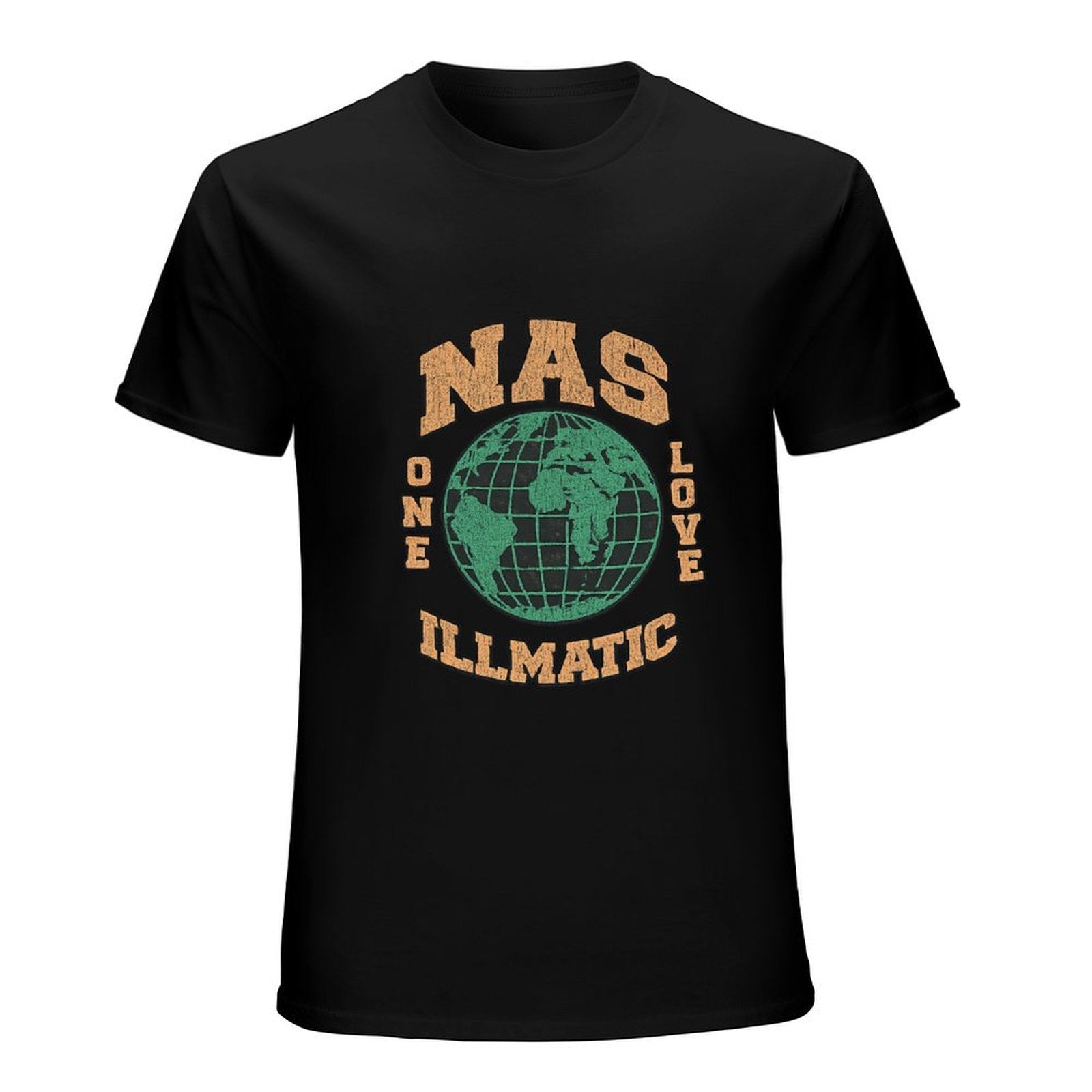 Nas One Love Illmatic Globe Graphic Black T-Shirt