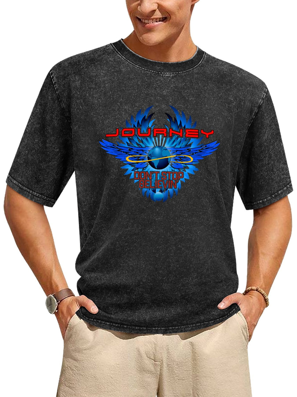 Vintage Washed Journey Don't Stop Believin' Graphic T-Shirt