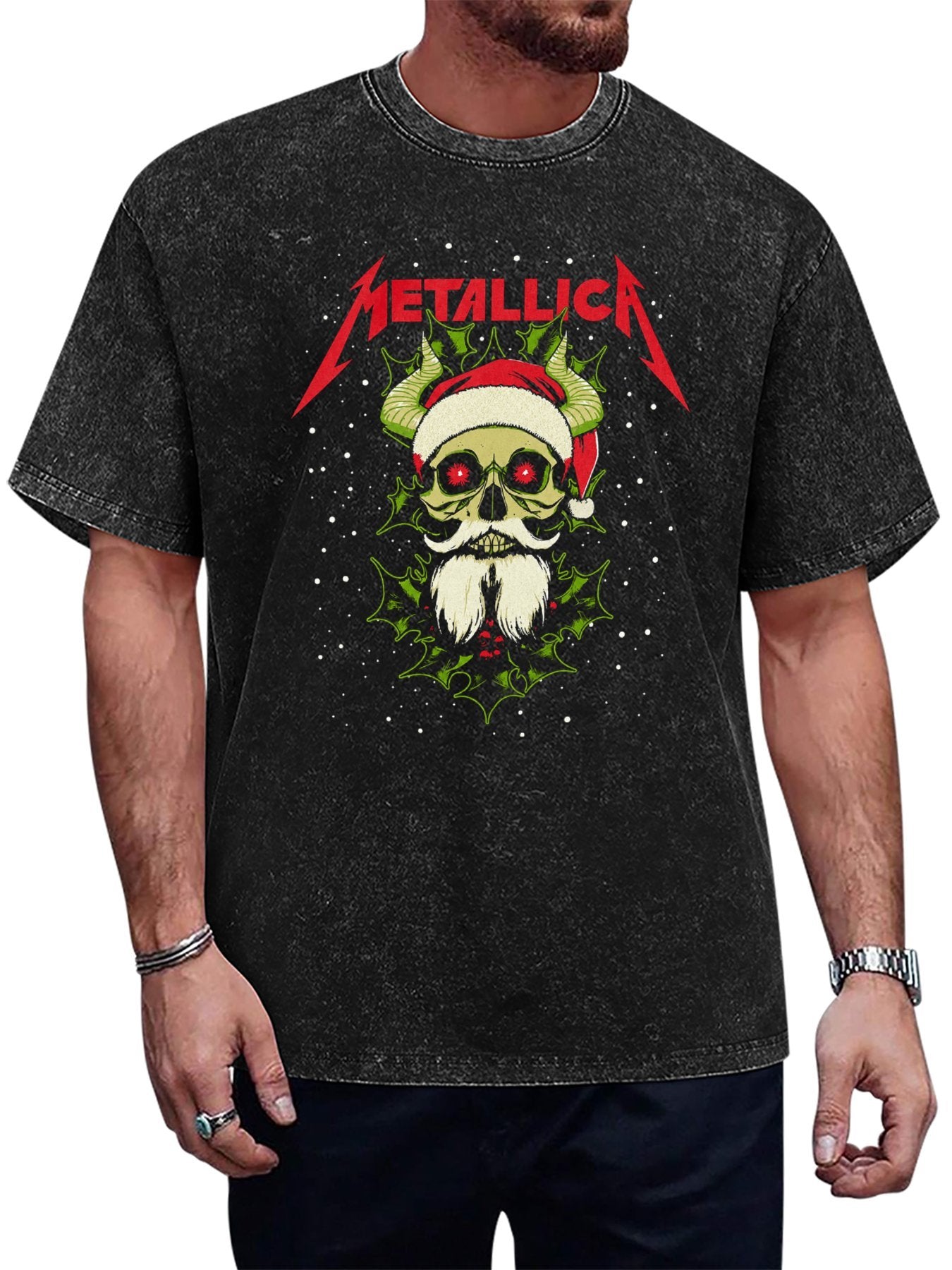 Metallica Christmas Skull Graphic T-Shirt Main image
