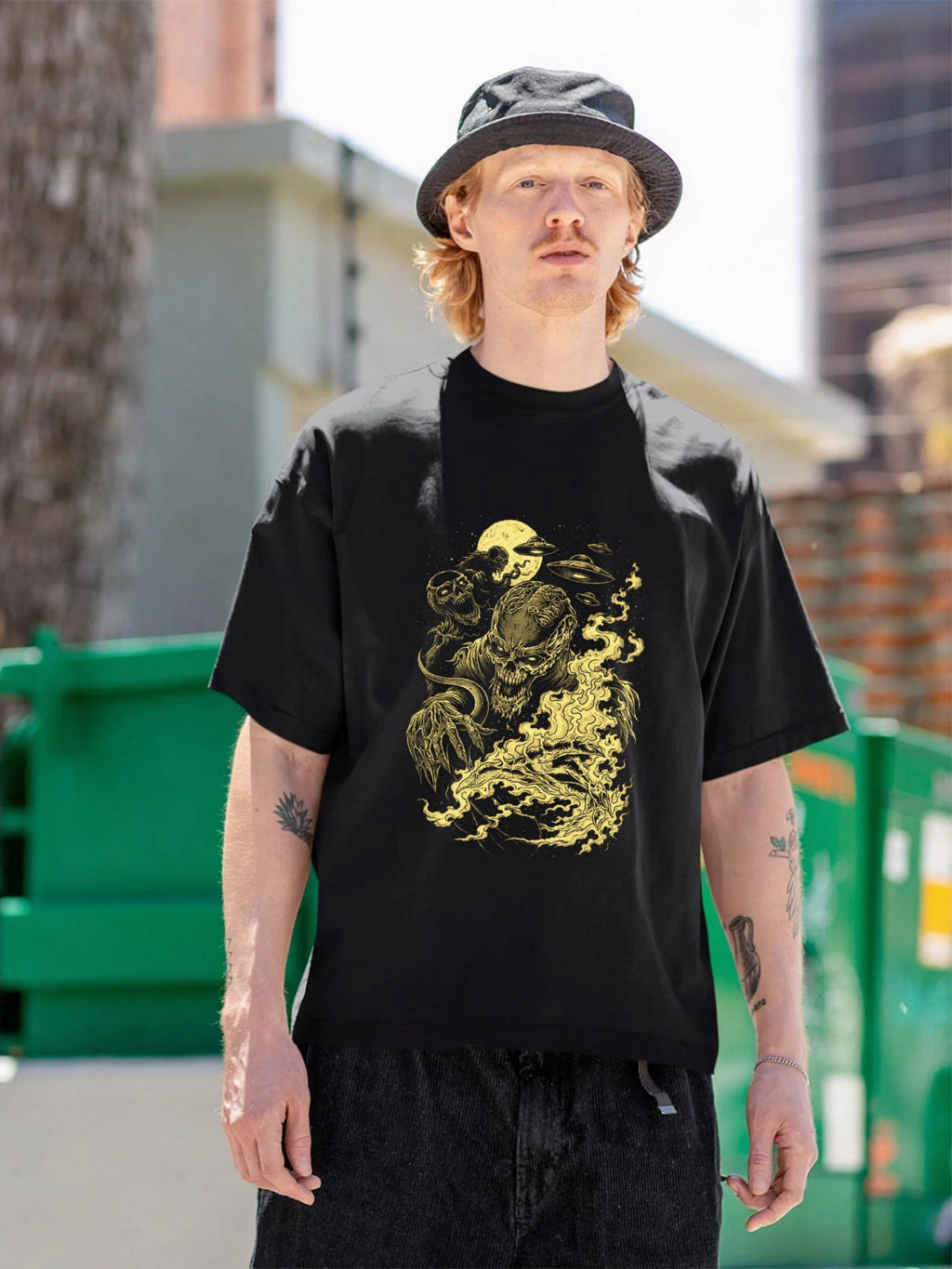 Skull Phantom Flaming Horror T-Shirt