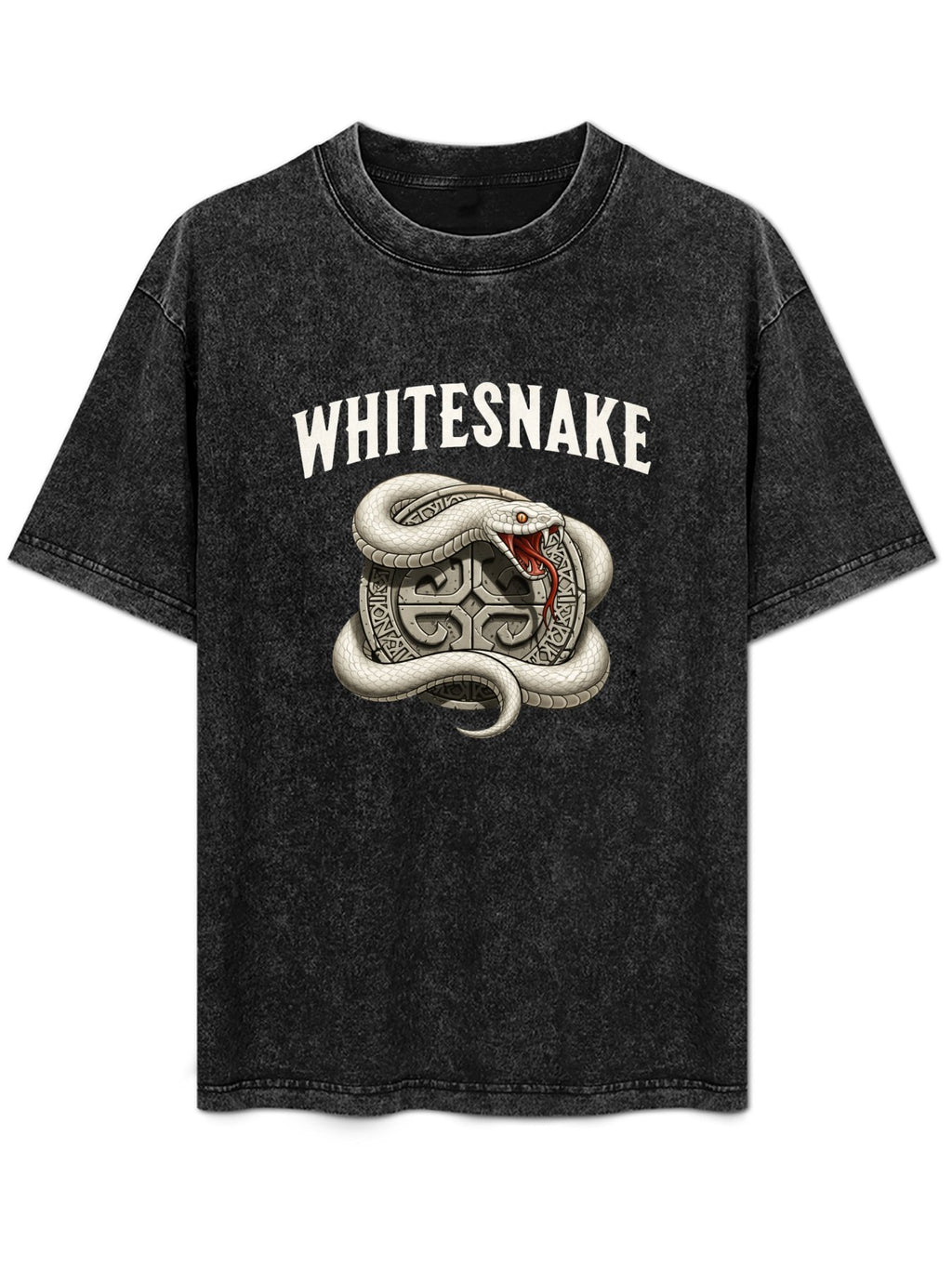 Vintage Washed Whitesnake Coiled Serpent Graphic T-Shirt