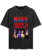 Vintage Washed KISS Alive II Largo 1977 Concert Graphic T-Shirt