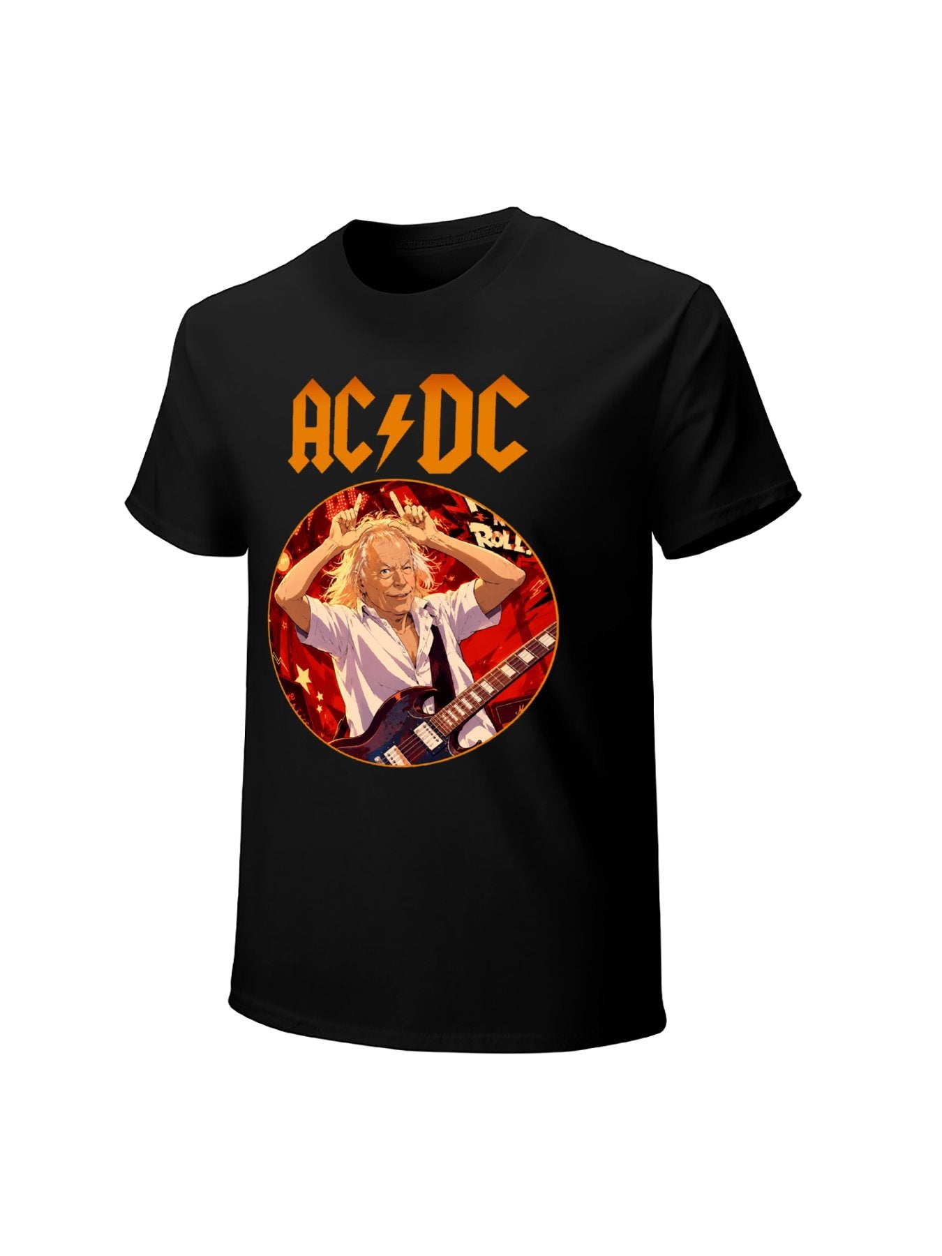 AC/DC Rock Guitarist Circle Graphic T-Shirt
