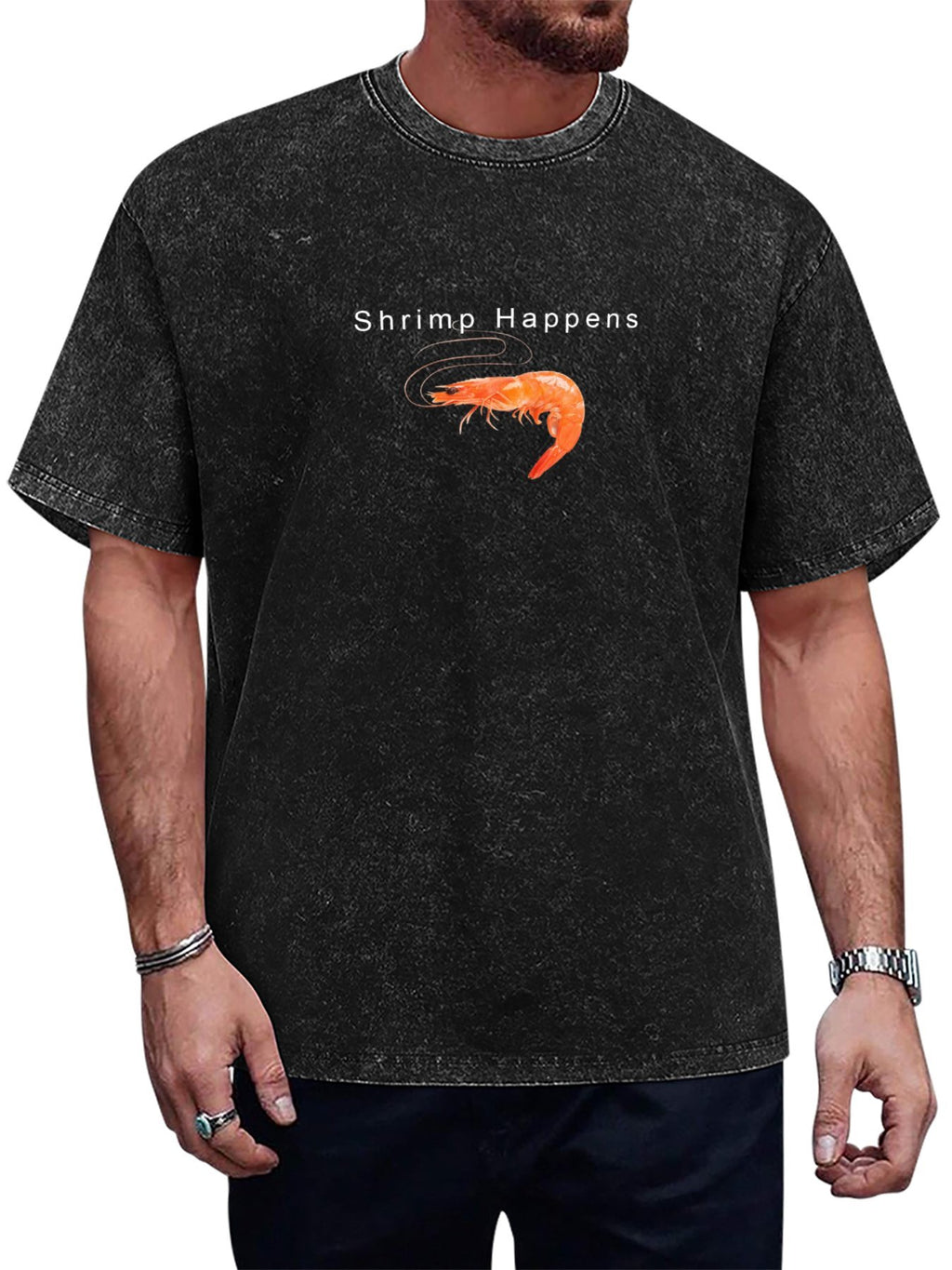 Shrimp Happens Graphic Washed T-Shirt