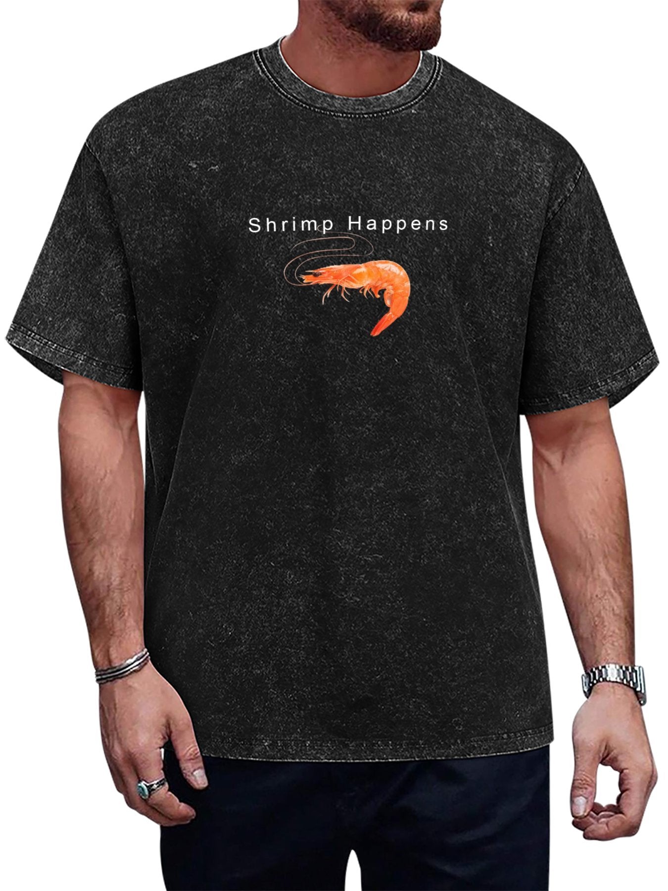 Shrimp Happens Graphic Washed T-Shirt