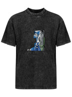Abstract Cubist Portrait Washed Graphic T-Shirt
