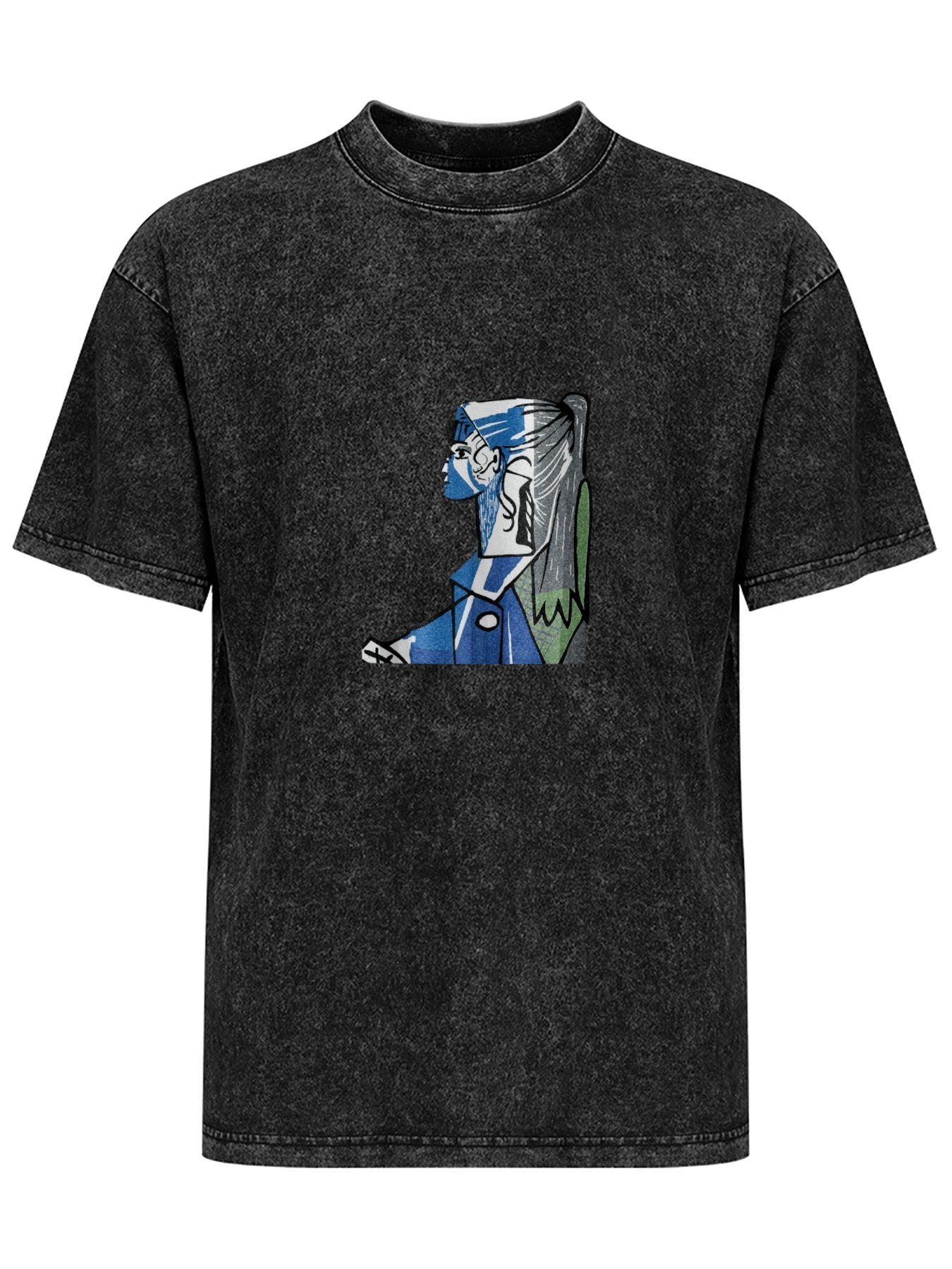 Abstract Cubist Portrait Washed Graphic T-Shirt
