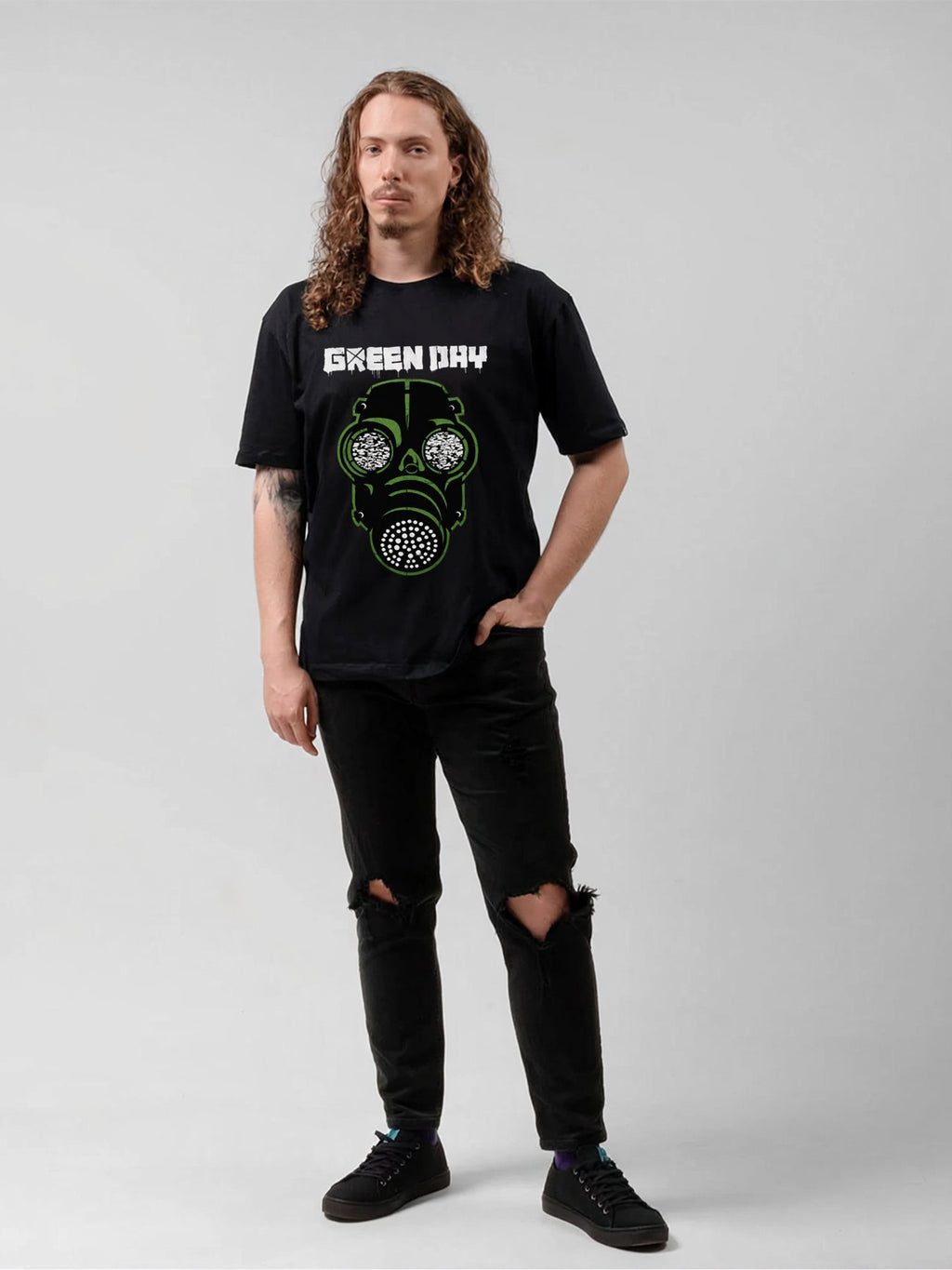 Green Day Gas Mask Punk Graphic T-Shirt