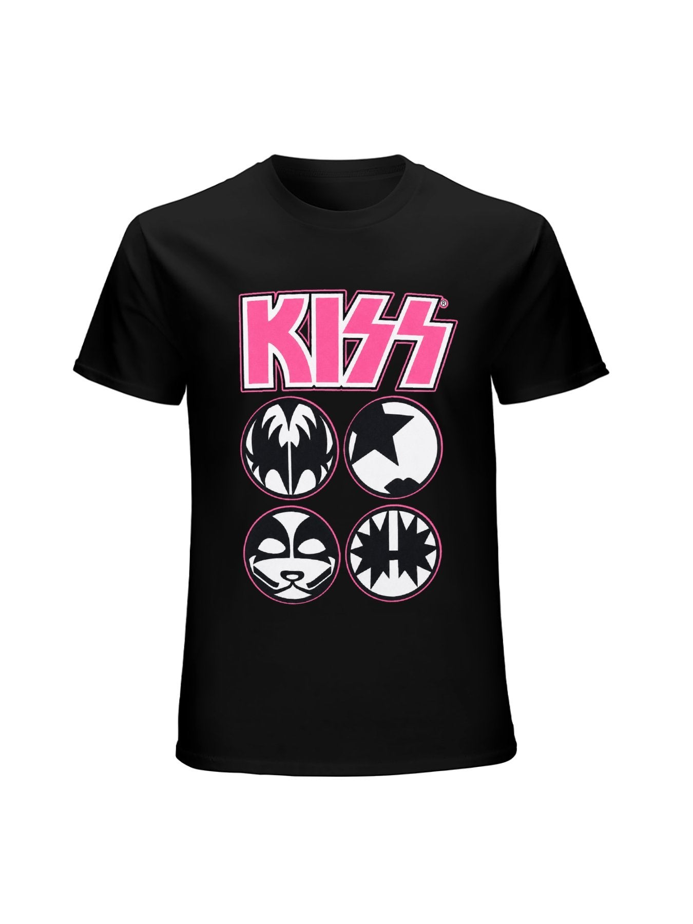 KISS Pink Logo Four Faces Graphic T-Shirt