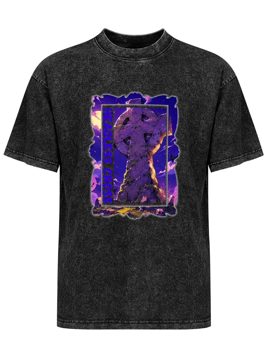 Vintage Washed Headless Cross Graphic T-Shirt