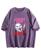 Scream Blade Slash Horror Graphic Washed T-Shirt