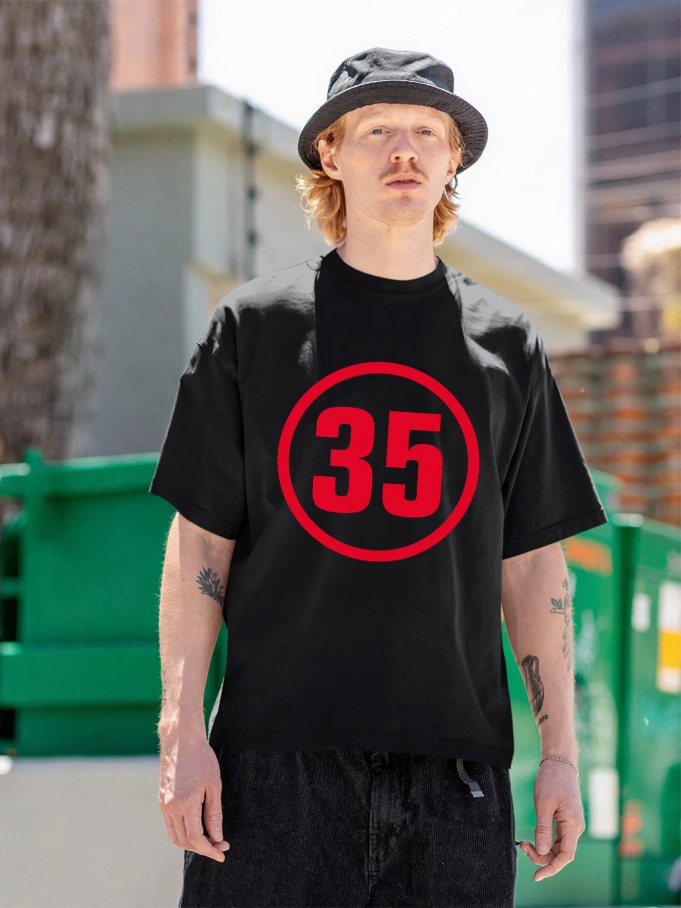Red 35 Circle Graphic T-Shirt