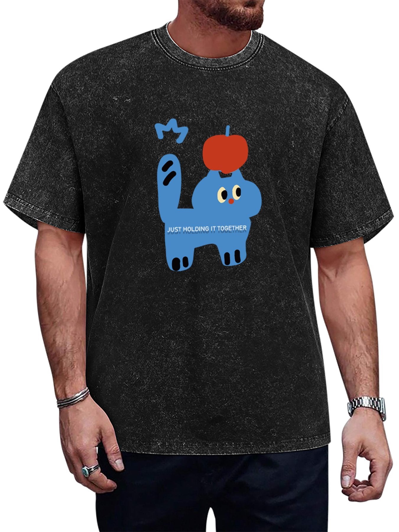 Just Holding It Together Cartoon Washed T-Shirt Main image