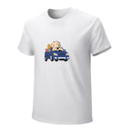 Cartoon Dog Driving Graphic White T-Shirt