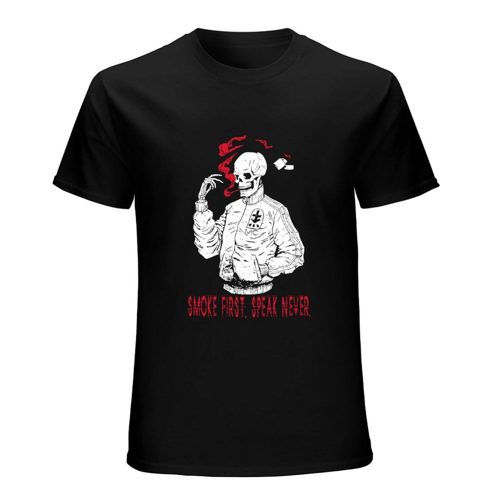 Smoke First Speak Never Skull Graphic T-Shirt