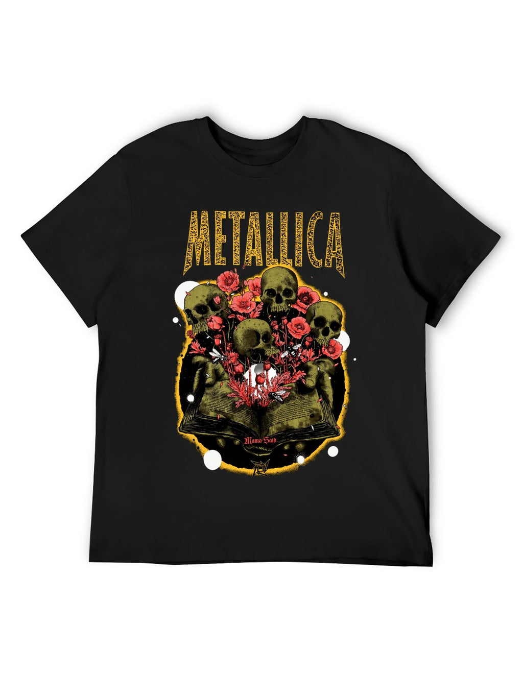 Metallica “Mama Said” Skull Flowers Graphic T-Shirt