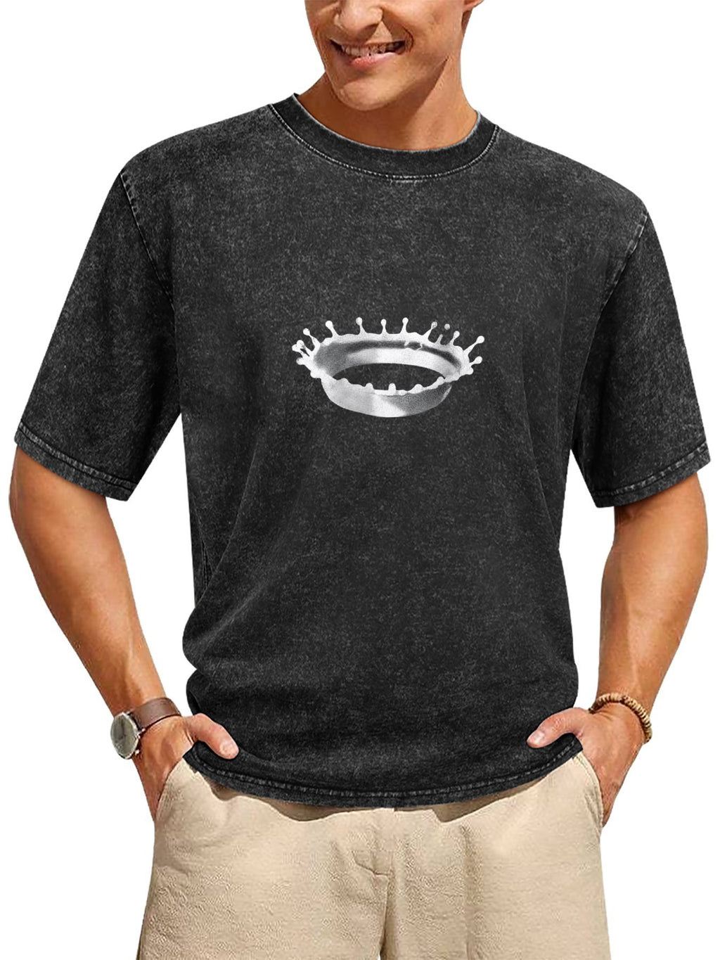Milk Splash Washed Graphic T-Shirt