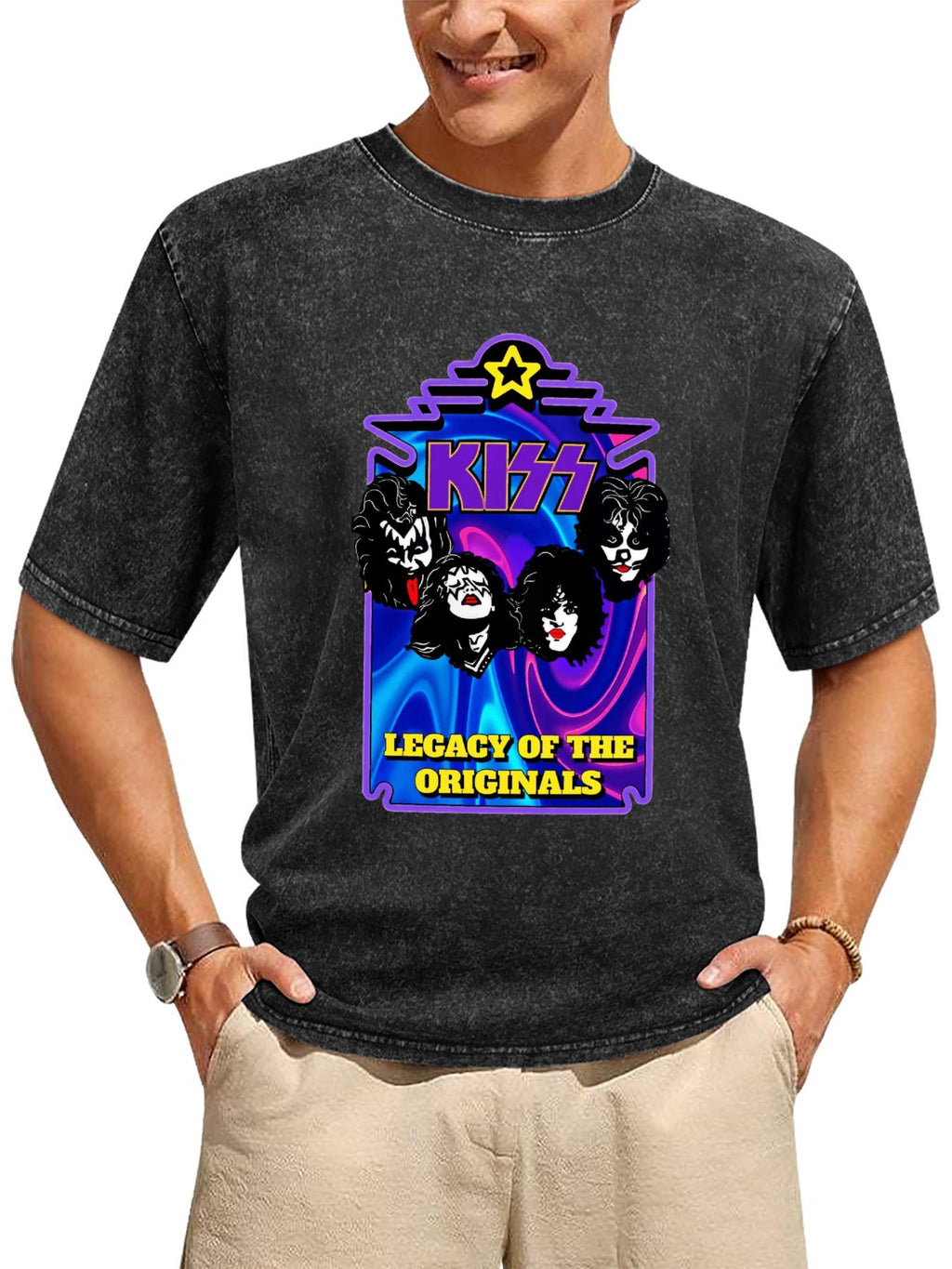 Vintage Washed KISS Legacy of the Originals Graphic T-Shirt