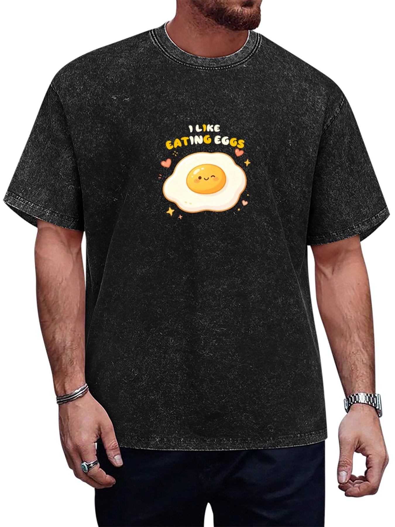 I Like Eating Eggs Graphic Washed T-Shirt