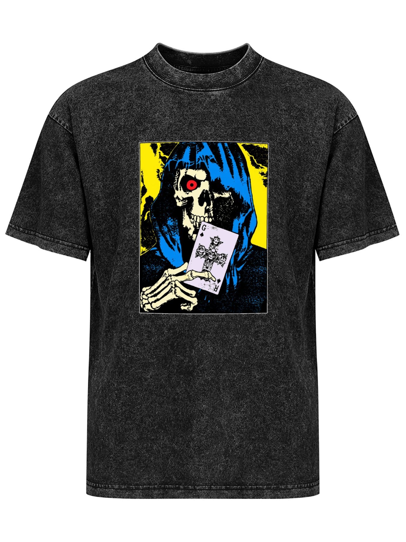 Guns N’ Roses Hooded Skeleton Playing Card Graphic T-Shirt