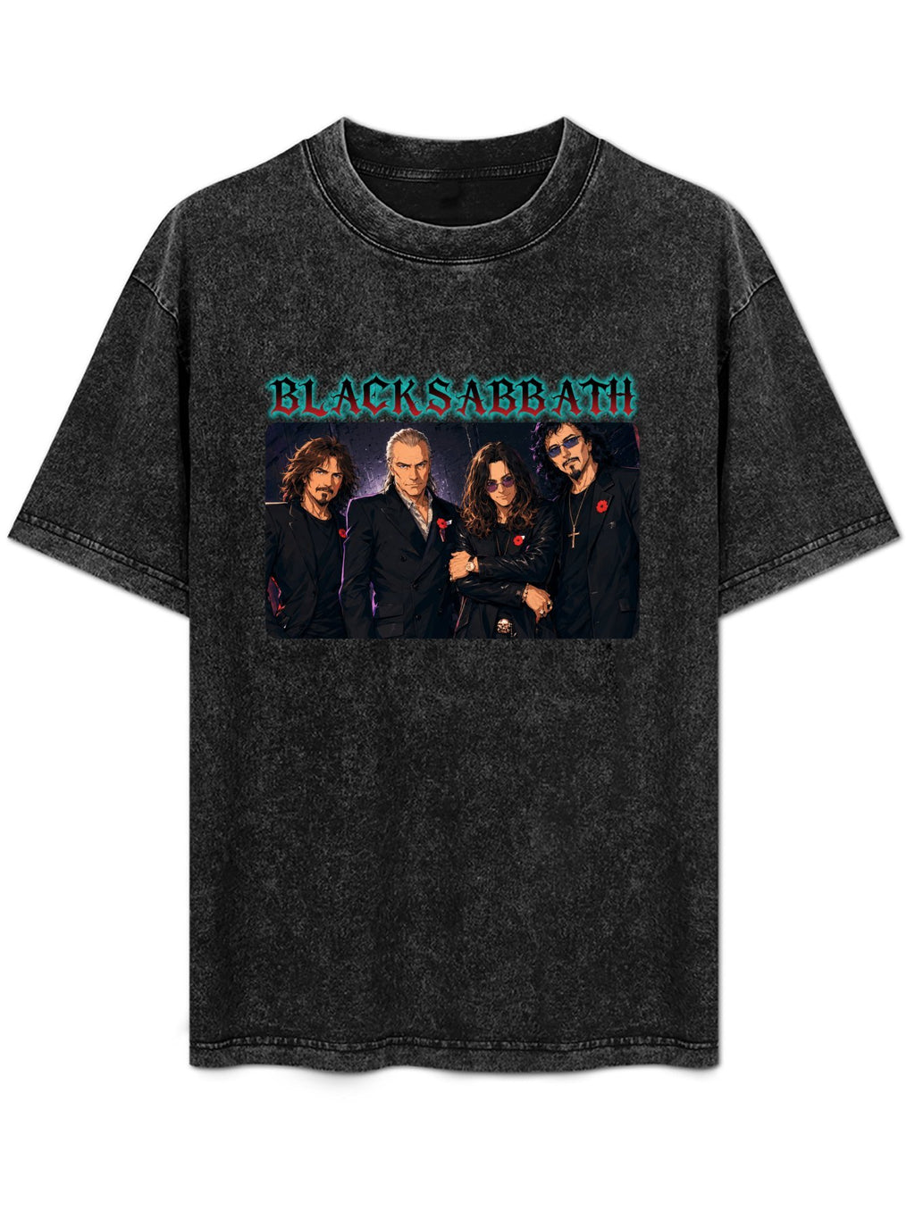 Vintage Washed Black Sabbath Band Portrait Graphic T-Shirt