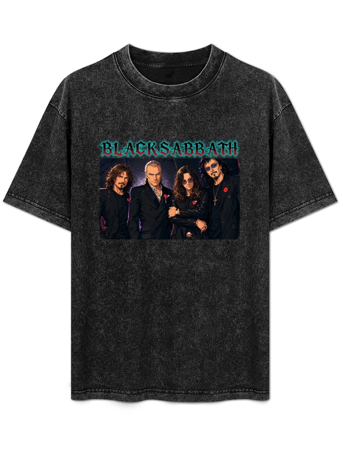 Vintage Washed Black Sabbath Band Portrait Graphic T-Shirt