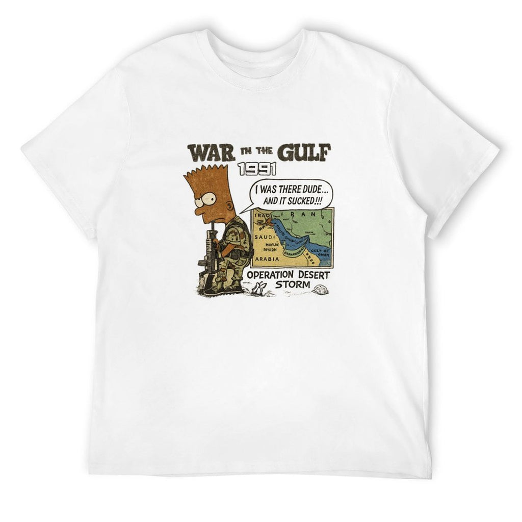 War in the Gulf 1991 Cartoon Graphic White T-Shirt