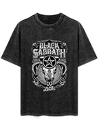 Vintage Washed Black Sabbath Pentagram Skull Graphic T-Shirt