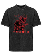 Vintage Washed T-Rex Rock Guitar Graphic T-Shirt