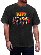 Vintage Washed KISS Band Portrait Graphic T-Shirt