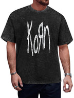 Korn Distressed White Logo Graphic T-Shirt