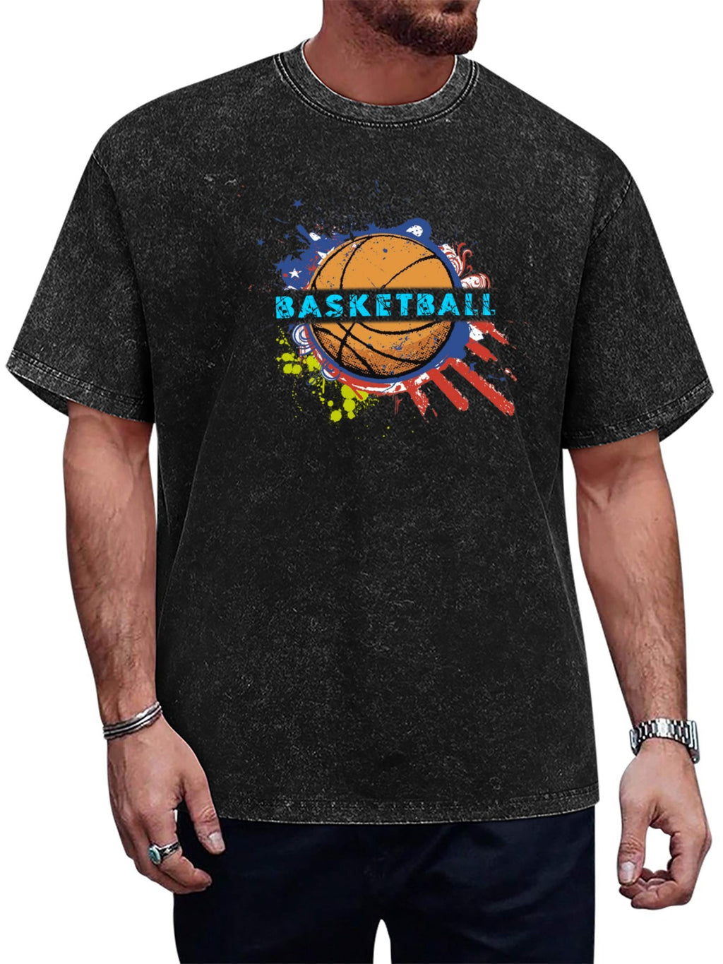 Basketball Graphic Washed T-Shirt