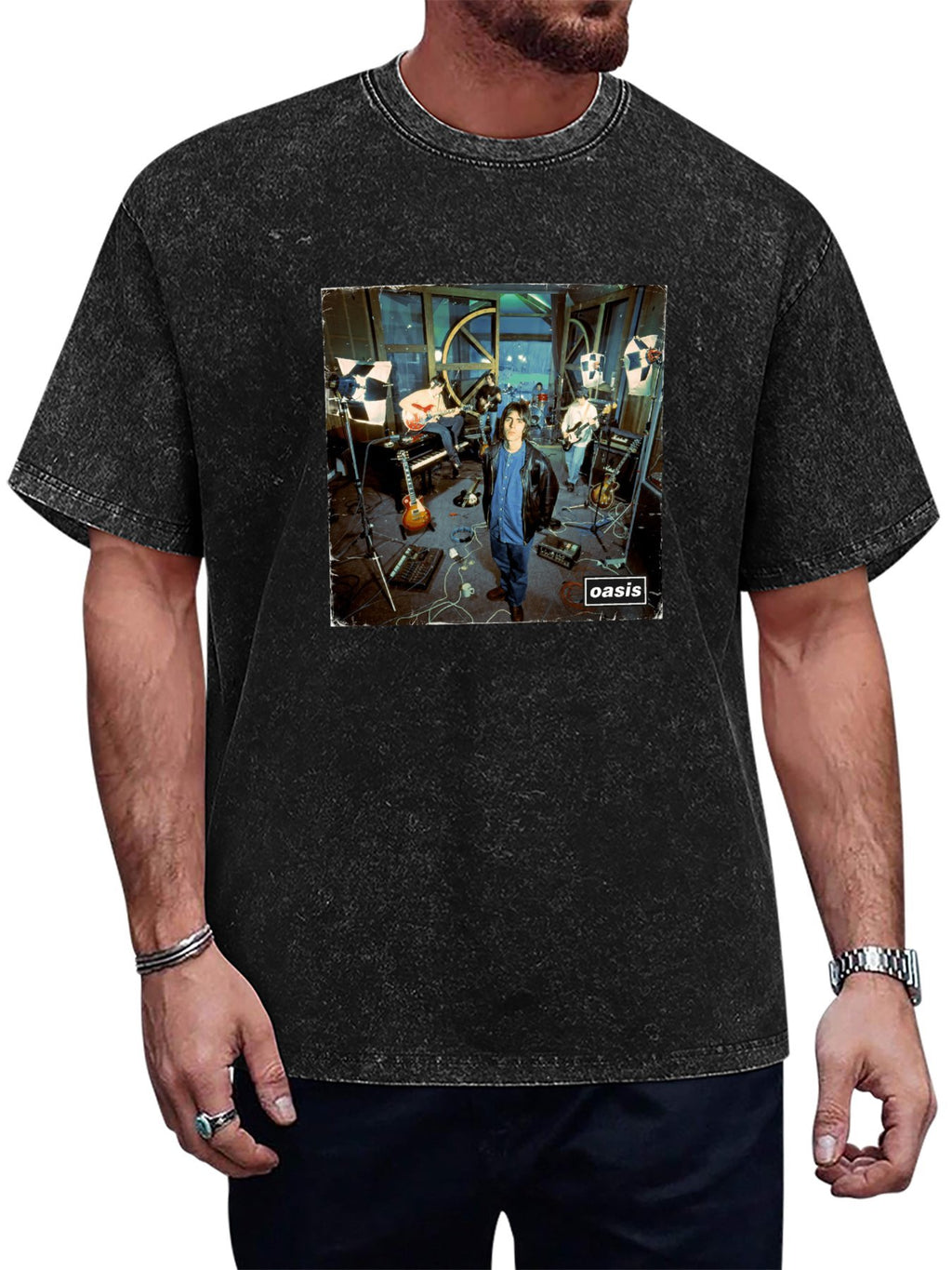 Oasis Recording Studio Band Portrait Graphic T-Shirt