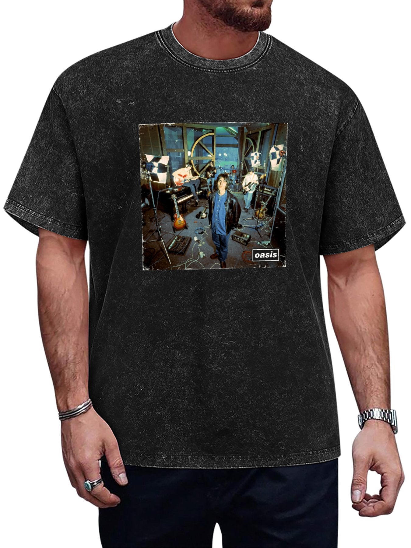 Oasis Recording Studio Band Portrait Graphic T-Shirt