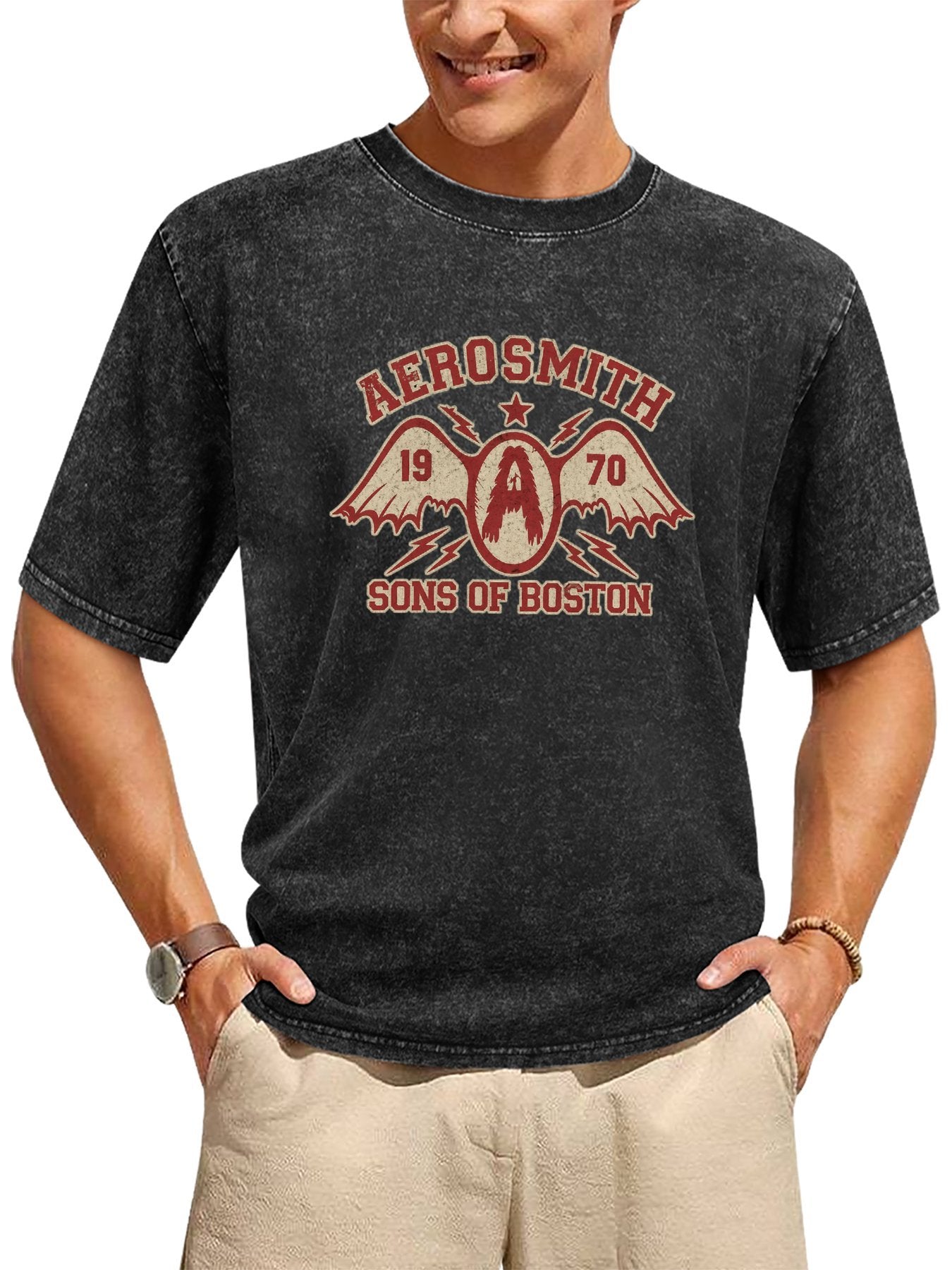 Aerosmith 1970 Sons of Boston Winged Logo Graphic T-Shirt