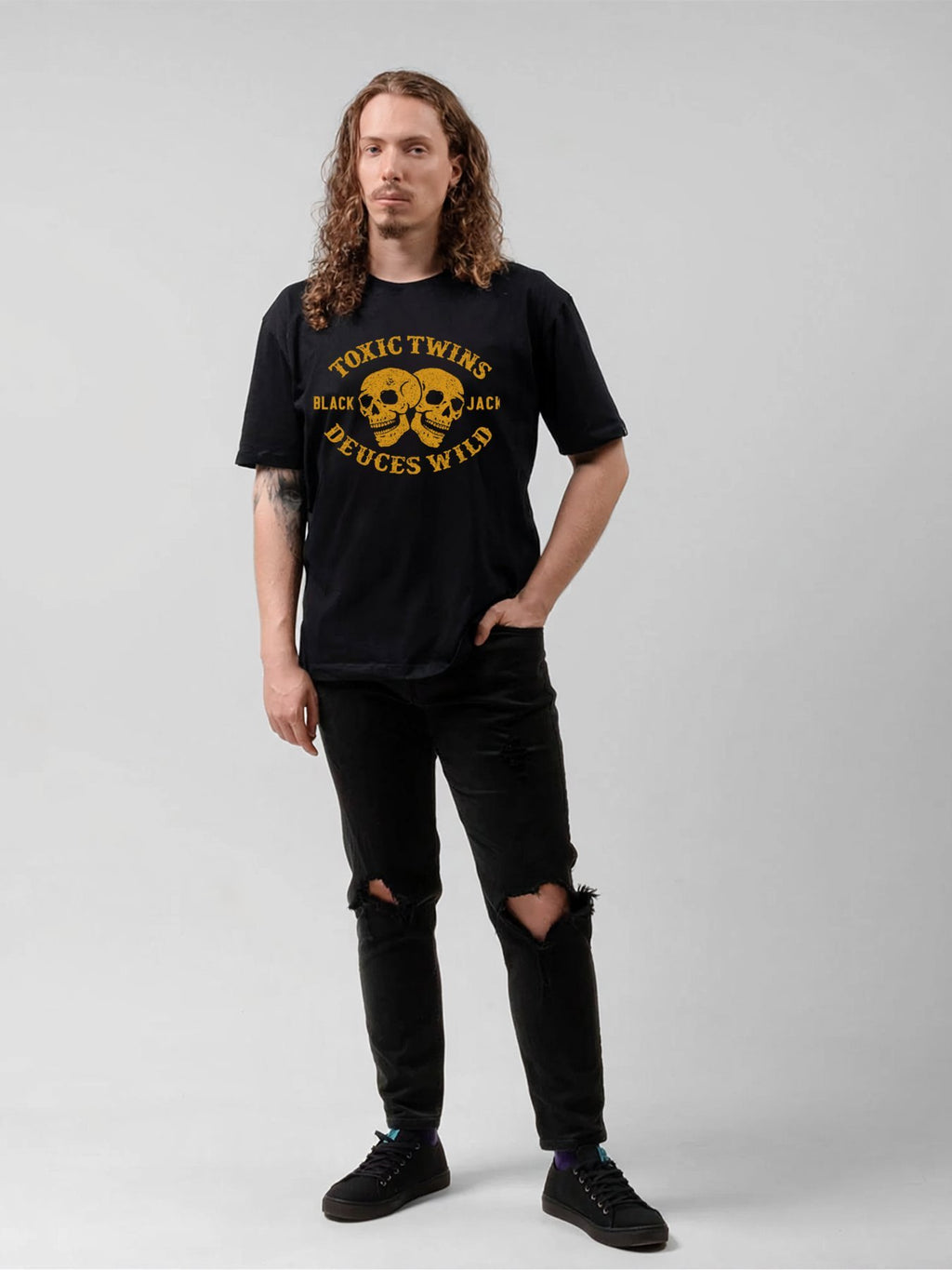 Toxic Twins Twin Skull Vintage Graphic T-Shirt