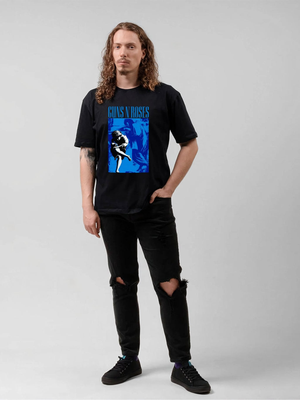 Guns N' Roses Blue Vintage Graphic T-Shirt