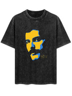 Rock Icon Yellow and Blue Portrait Graphic T-Shirt