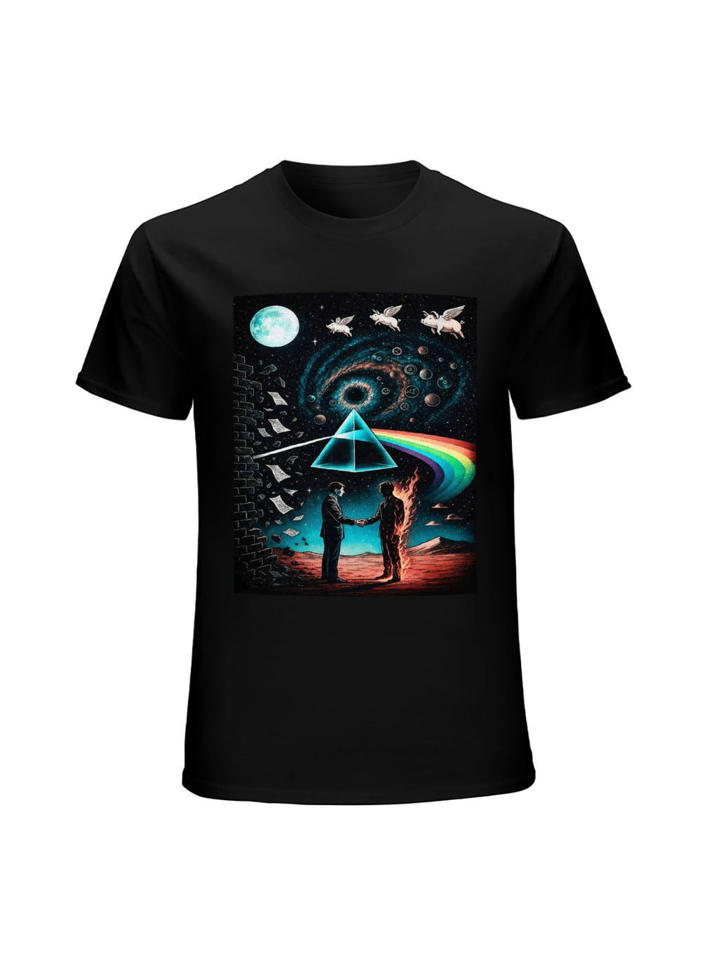 Pink Floyd Prism Handshake Surreal Rock T-Shirt