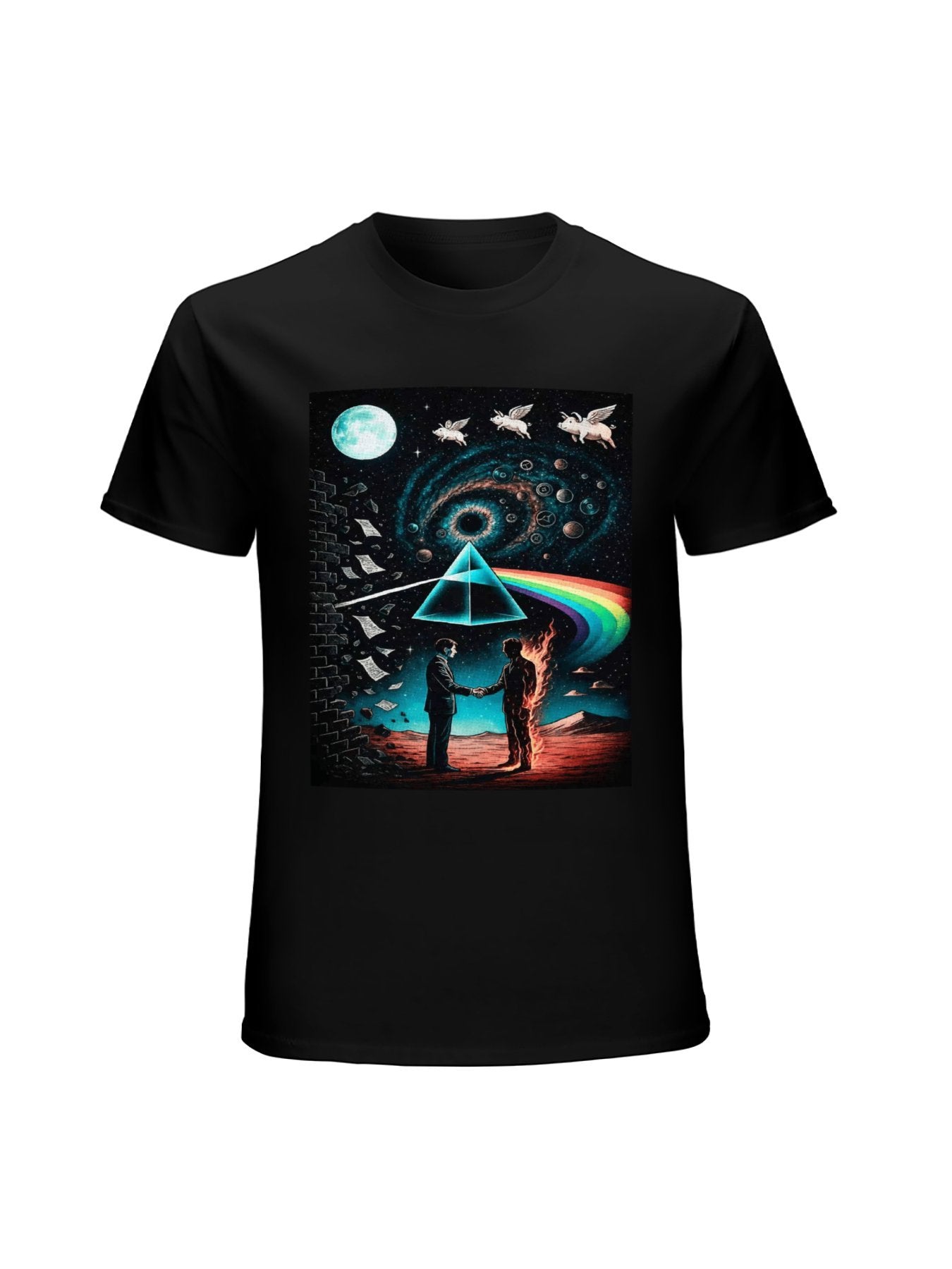 Pink Floyd Prism Handshake Surreal Rock T-Shirt